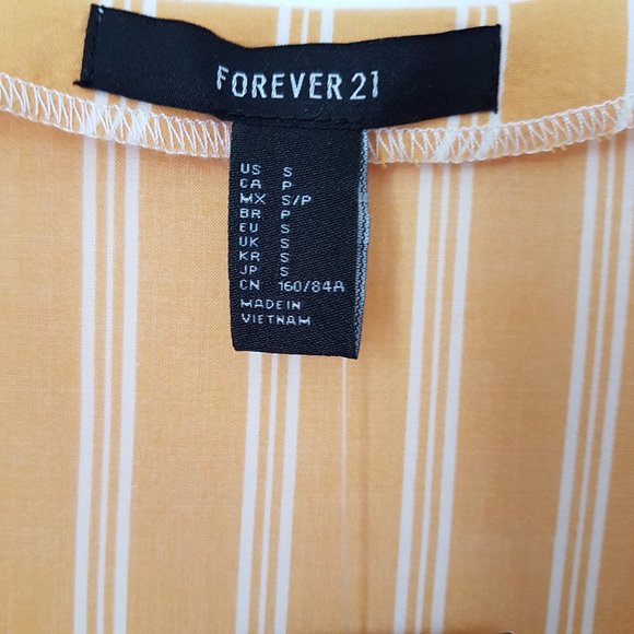 Forever 21 Mustard/Cream Stripe Sleeveless Top, S - Picture 3 of 4